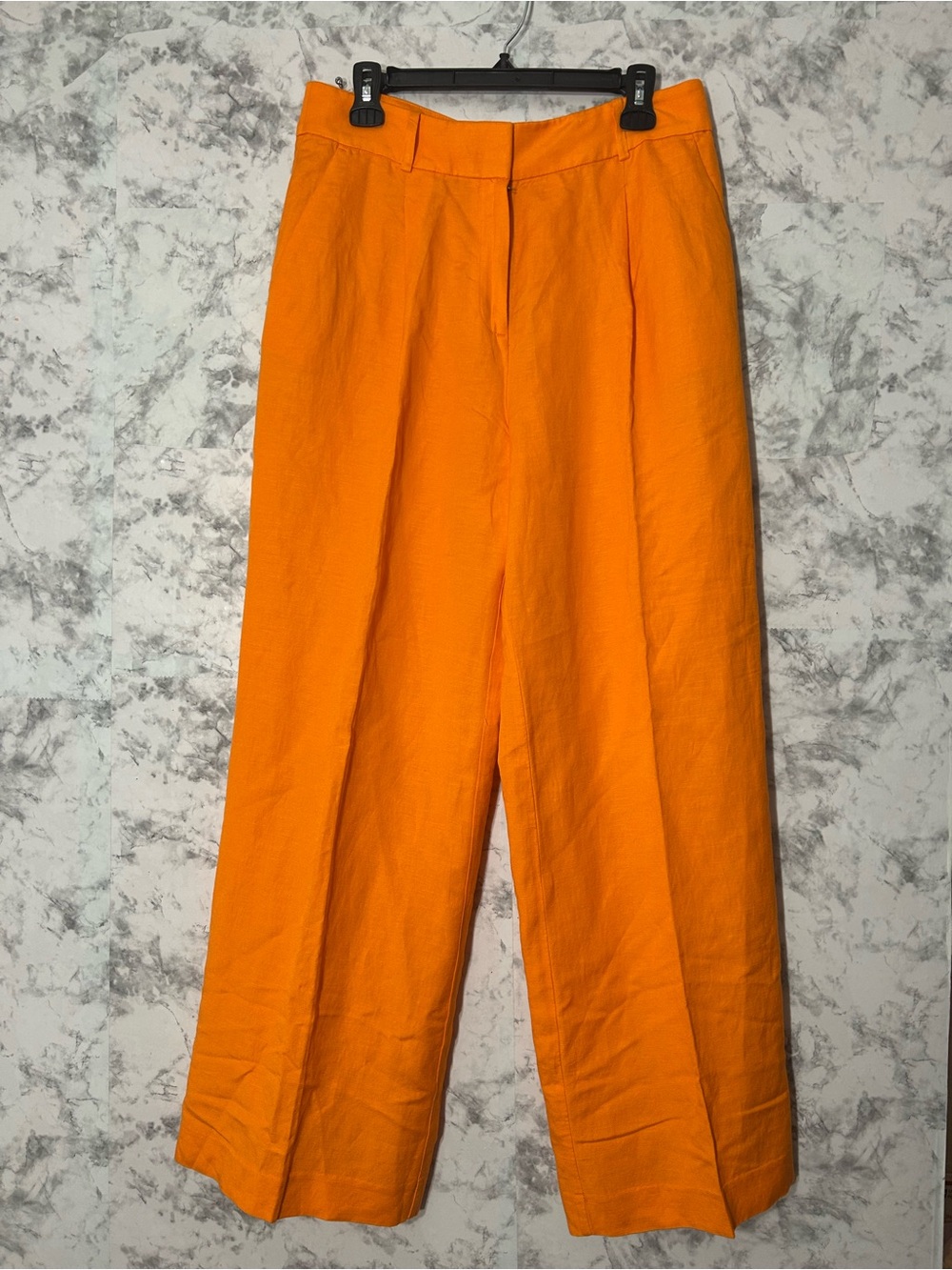 LOFT High-Waist Wide-Leg Pants in Vibrant Orange.  57